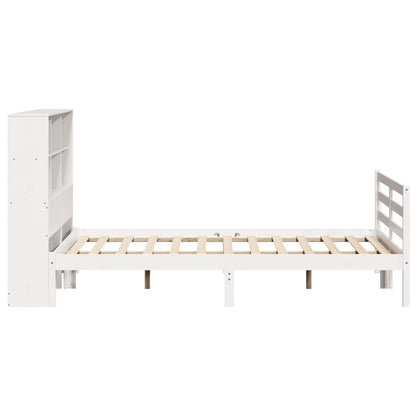 Bookcase Bed without Mattress White 140x190 cm Solid Wood Pine