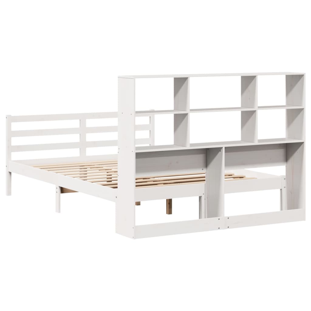 Bookcase Bed without Mattress White 140x190 cm Solid Wood Pine