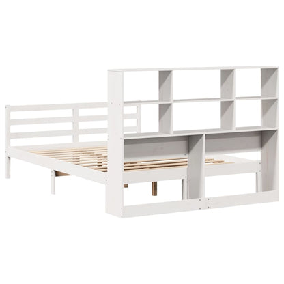 Bookcase Bed without Mattress White 140x190 cm Solid Wood Pine