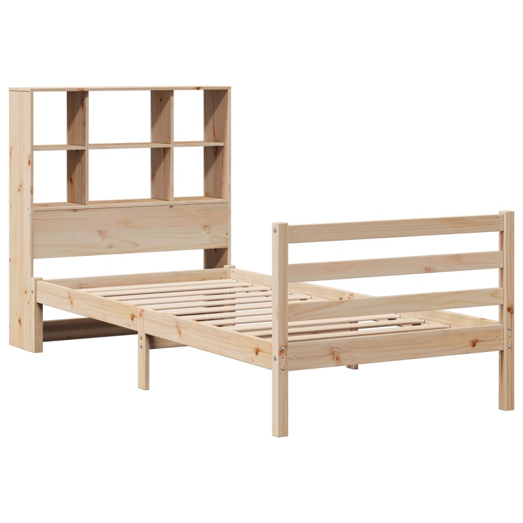 Bookcase Bed without Mattress 90x200 cm Solid Wood Pine
