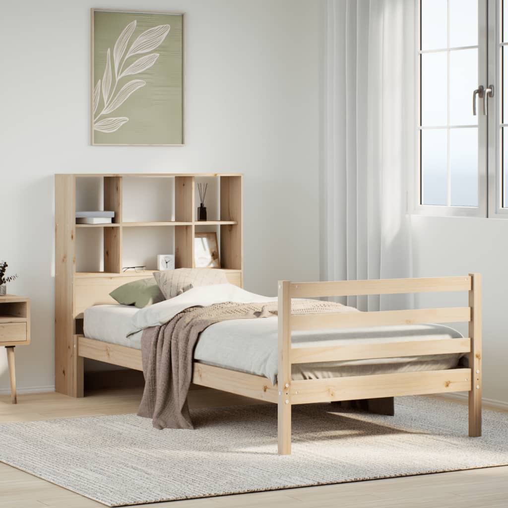 Bookcase Bed without Mattress 90x200 cm Solid Wood Pine