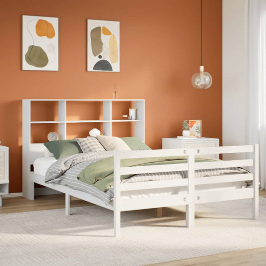 Bookcase Bed without Mattress White 120x200 cm Solid Wood Pine