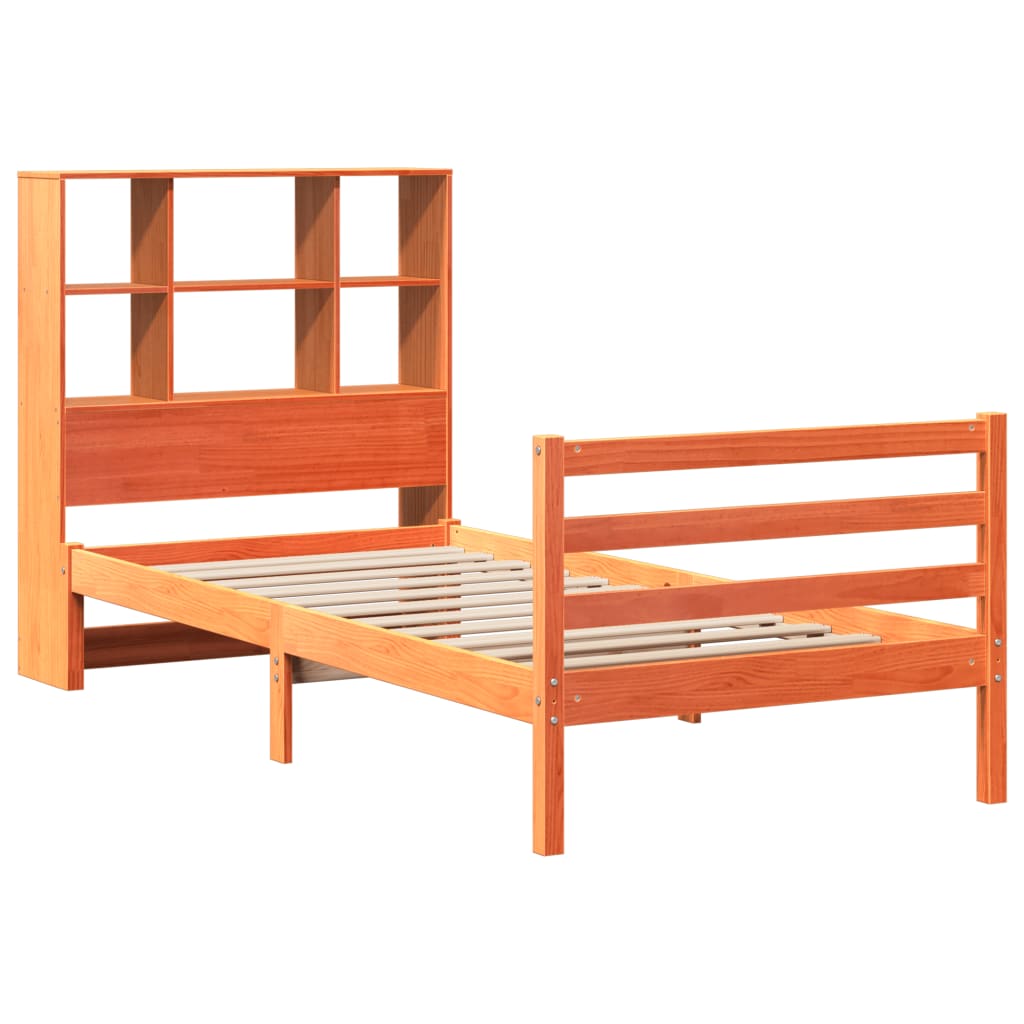Bookcase Bed without Mattress Wax Brown 100x200 cm Solid Wood