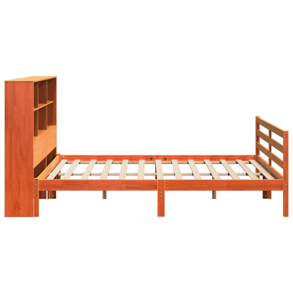 Bookcase Bed without Mattress Wax Brown 200x200 cm Solid Wood