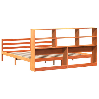 Bookcase Bed without Mattress Wax Brown 200x200 cm Solid Wood