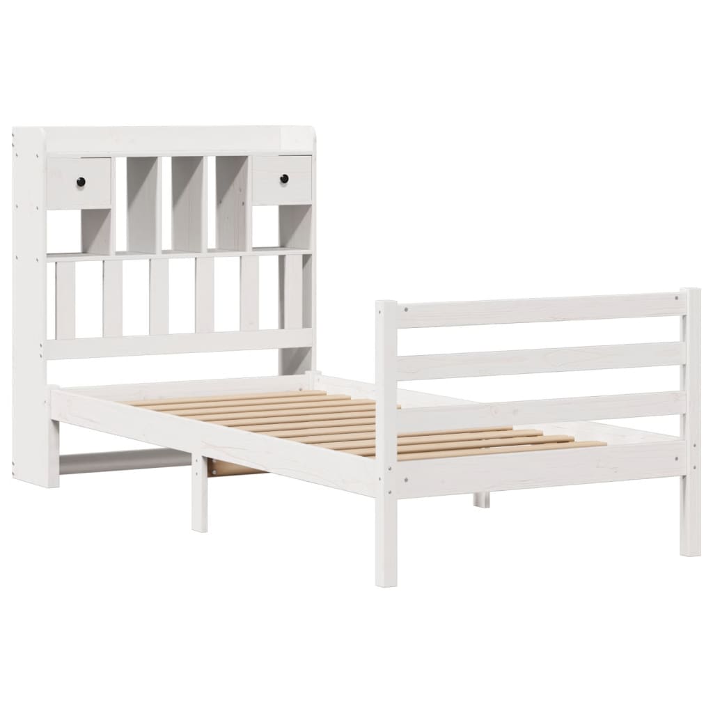 Bookcase Bed without Mattress White 75x190 cm Small Single Solid Wood Pine