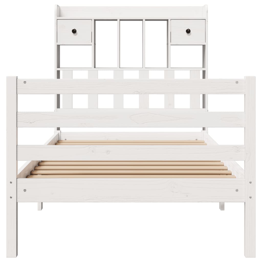 Bookcase Bed without Mattress White 75x190 cm Small Single Solid Wood Pine