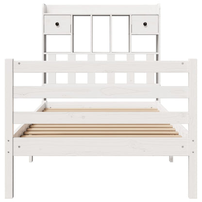 Bookcase Bed without Mattress White 75x190 cm Small Single Solid Wood Pine