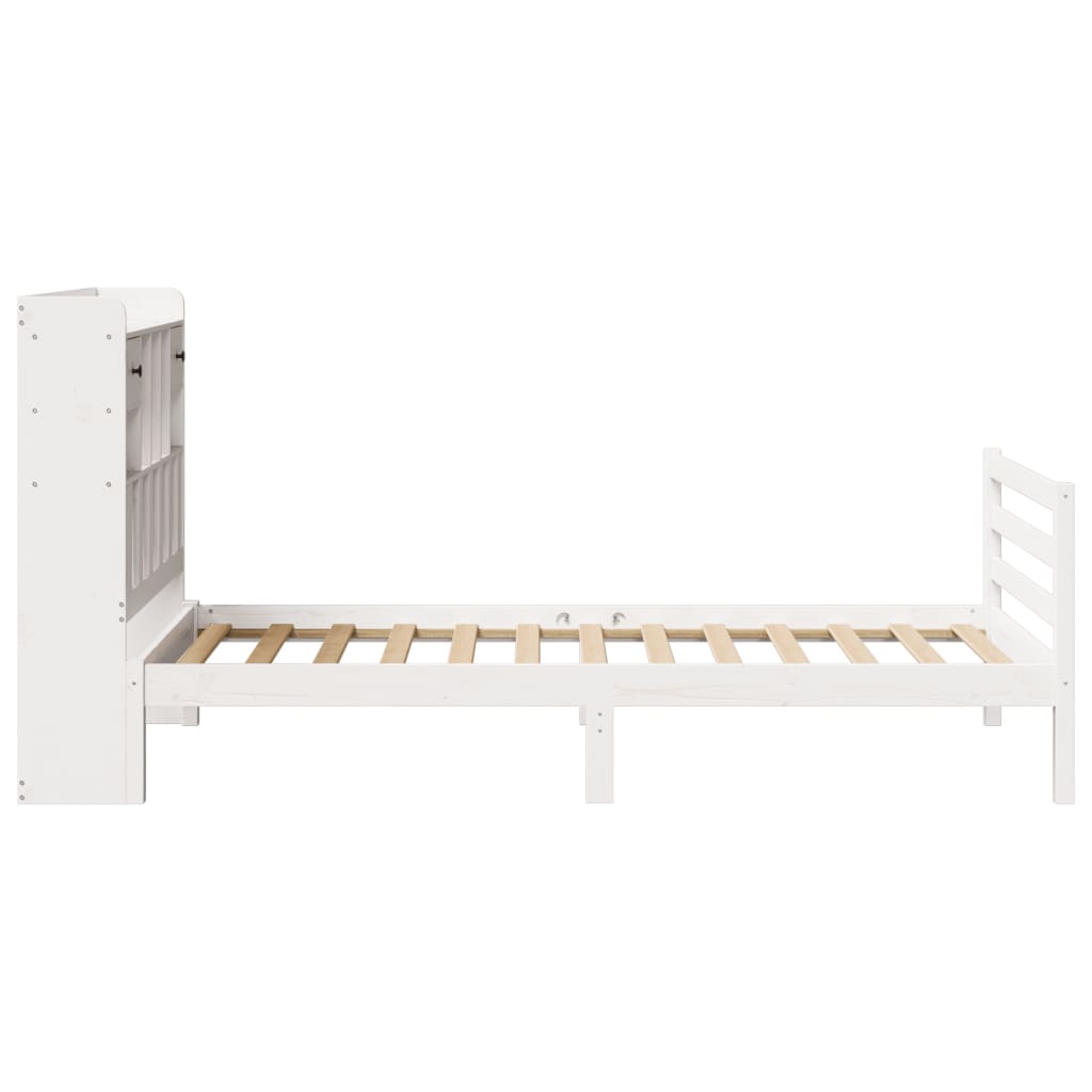 Bookcase Bed without Mattress White 75x190 cm Small Single Solid Wood Pine