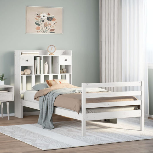 Bookcase Bed without Mattress White 75x190 cm Small Single Solid Wood Pine