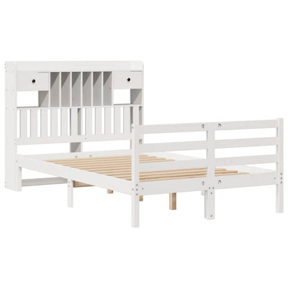 Bookcase Bed without Mattress White 135x190 cm Doouble Solid Wood Pine