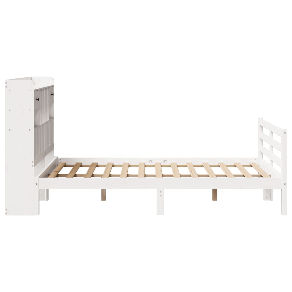 Bookcase Bed without Mattress White 135x190 cm Doouble Solid Wood Pine