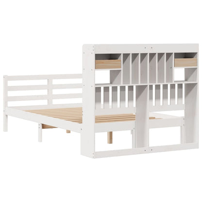 Bookcase Bed without Mattress White 135x190 cm Doouble Solid Wood Pine