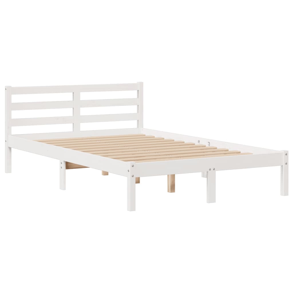 Bookcase Bed without Mattress White 135x190 cm Doouble Solid Wood Pine