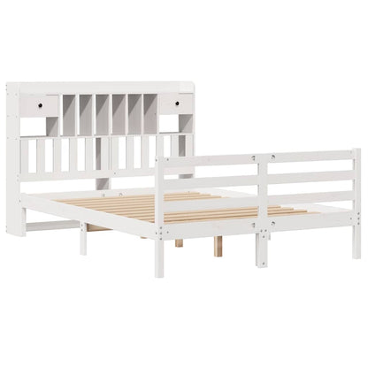 Bookcase Bed without Mattress White 140x190 cm Solid Wood Pine