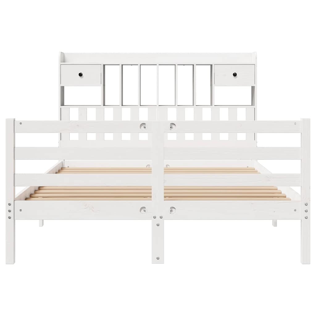 Bookcase Bed without Mattress White 140x190 cm Solid Wood Pine