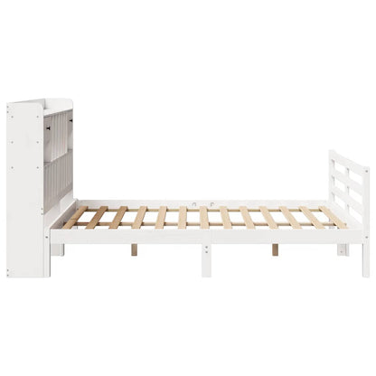 Bookcase Bed without Mattress White 140x190 cm Solid Wood Pine