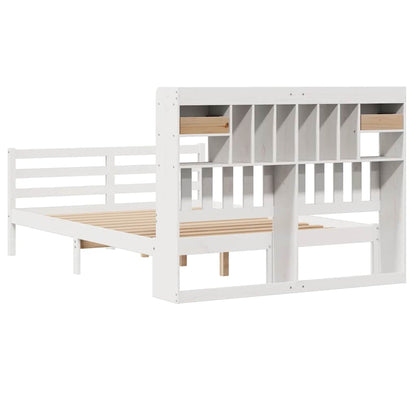 Bookcase Bed without Mattress White 140x190 cm Solid Wood Pine