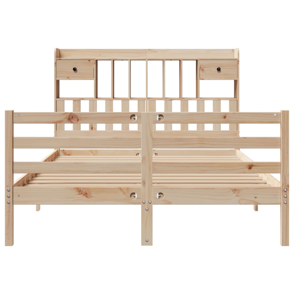 Bookcase Bed without Mattress 140x200 cm Solid Wood Pine