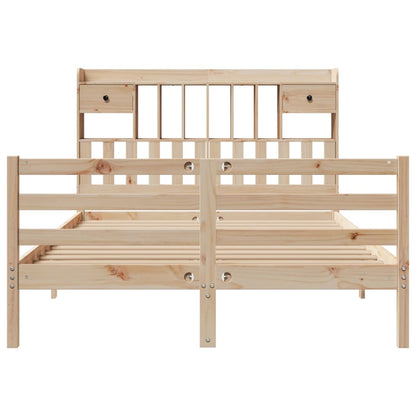 Bookcase Bed without Mattress 140x200 cm Solid Wood Pine