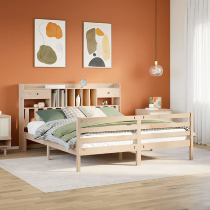 Bookcase Bed without Mattress 180x200 cm Super King Solid Wood Pine