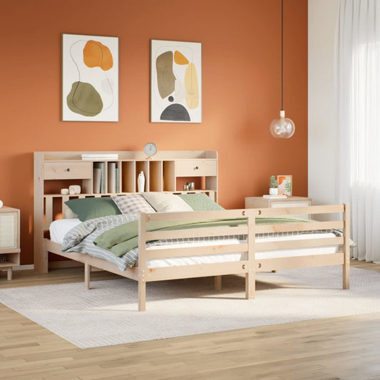 Bookcase Bed without Mattress 180x200 cm Super King Solid Wood Pine
