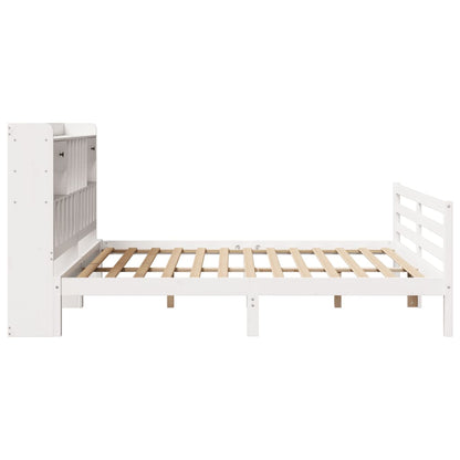 Bookcase Bed without Mattress White 180x200 cm Super King Solid Wood Pine