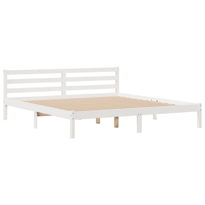 Bookcase Bed without Mattress White 180x200 cm Super King Solid Wood Pine