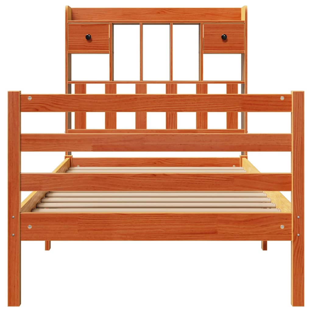 Bookcase Bed without Mattress Wax Brown 75x190 cm Small Single Solid Wood Pine