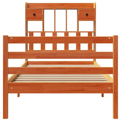 Bookcase Bed without Mattress Wax Brown 75x190 cm Small Single Solid Wood Pine