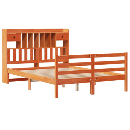 Bookcase Bed without Mattress Wax Brown 160x200cm Solid Wood Pine