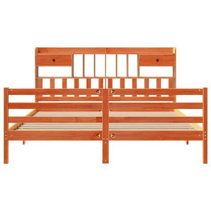 Bookcase Bed without Mattress Wax Brown 180x200 cm Super King Solid Wood Pine