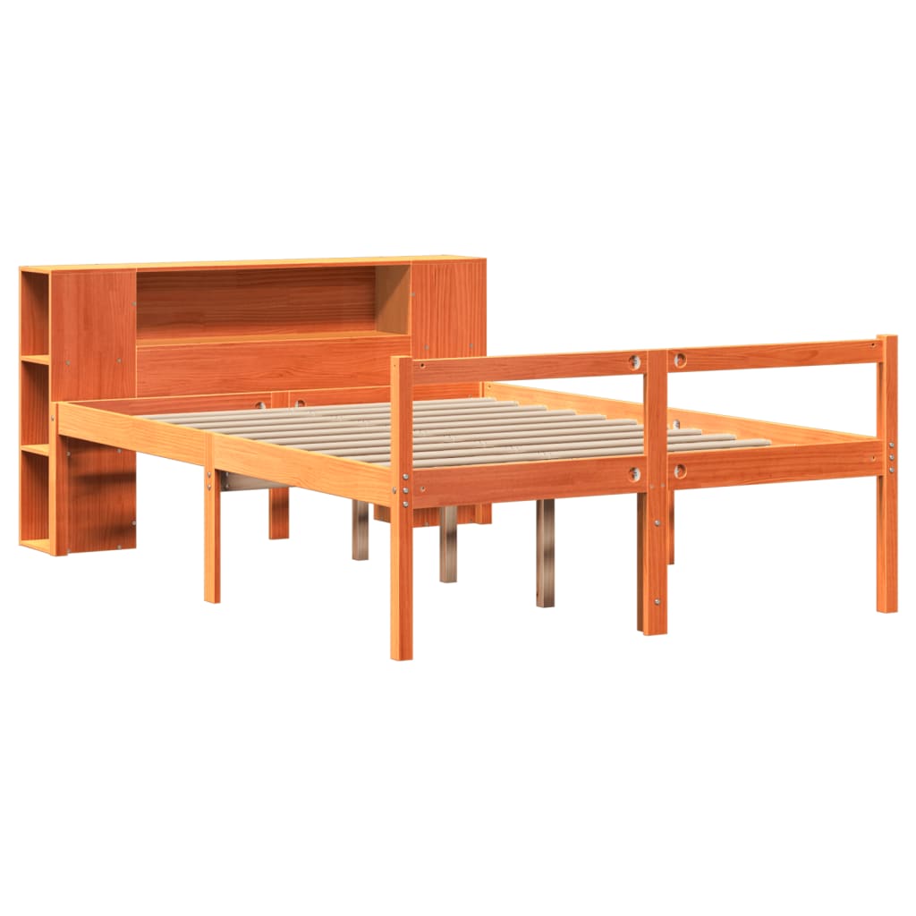 Bookcase Bed without Mattress Wax Brown 160x200 cm Solid Wood