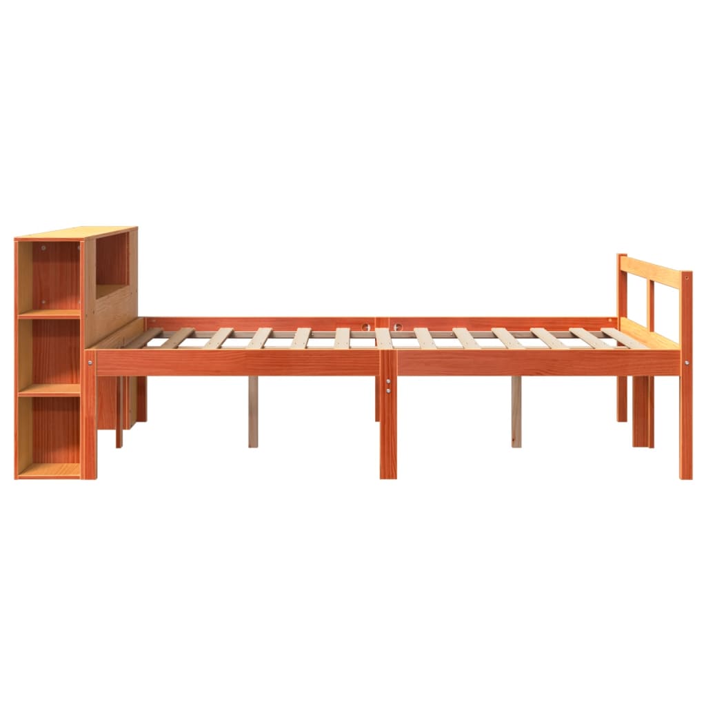 Bookcase Bed without Mattress Wax Brown 160x200 cm Solid Wood