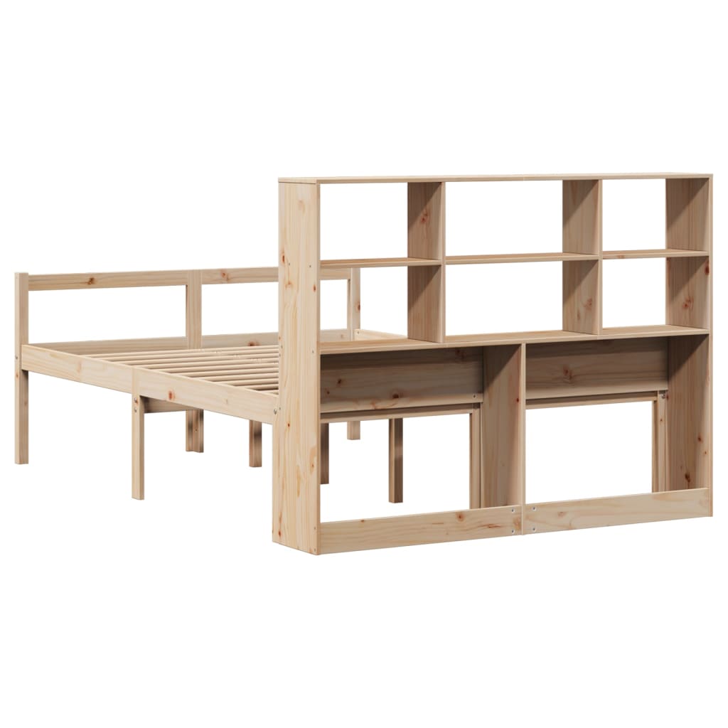 Bookcase Bed without Mattress 140x190 cm Solid Wood Pine