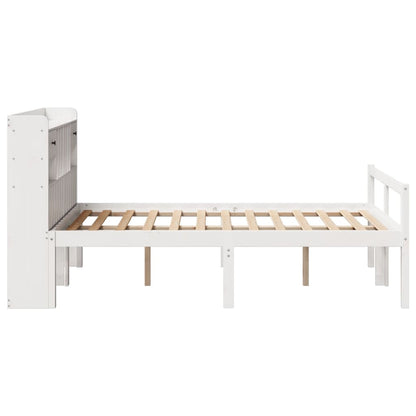 Bookcase Bed without Mattress White 135x190 cm Doouble Solid Wood Pine