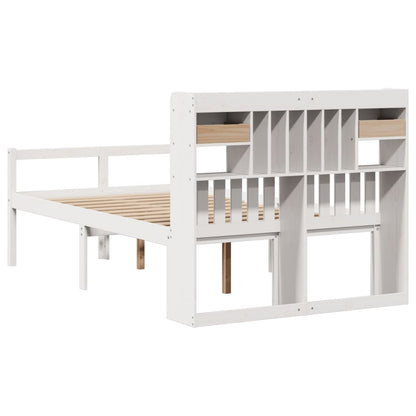 Bookcase Bed without Mattress White 135x190 cm Doouble Solid Wood Pine