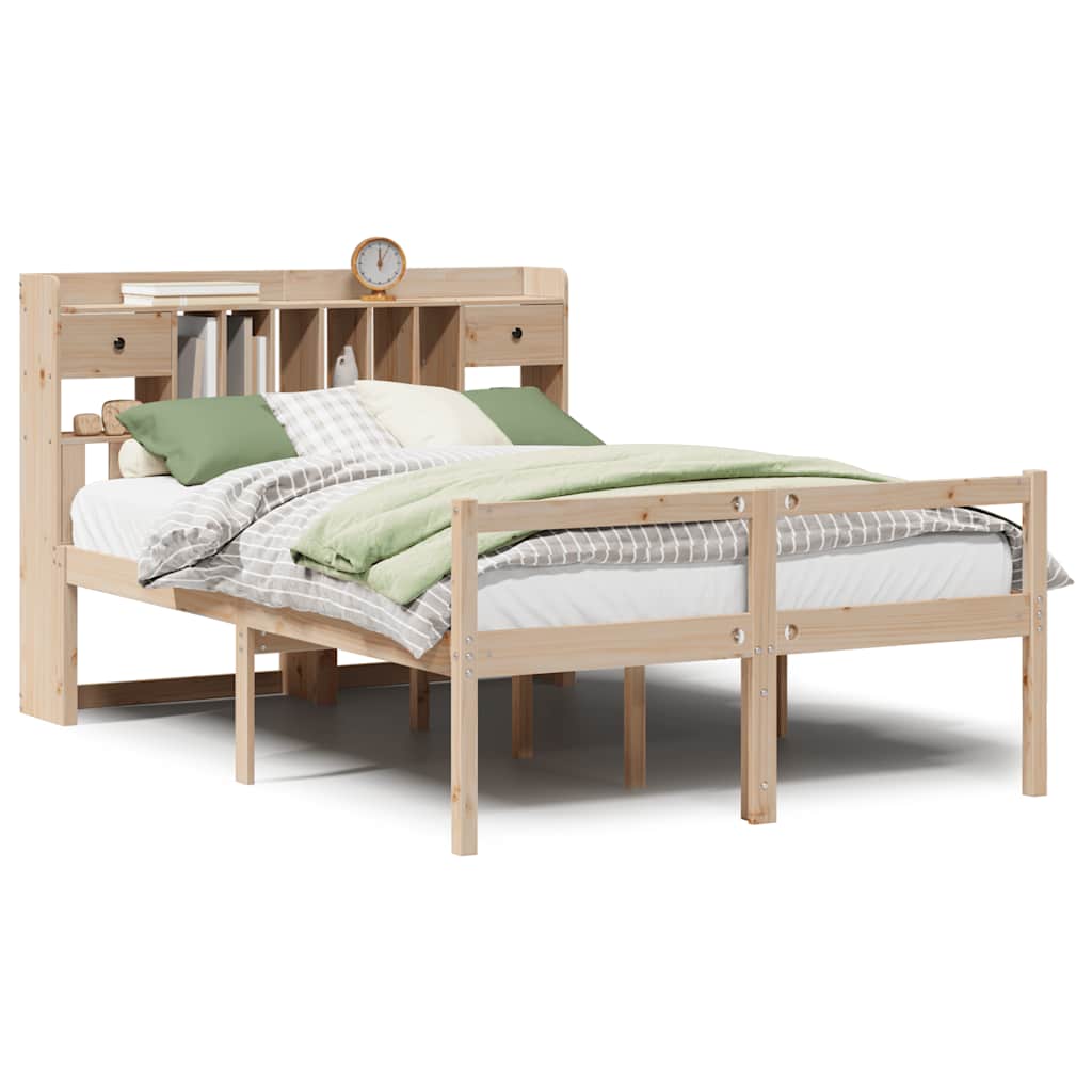 Bookcase Bed without Mattress 140x190 cm Solid Wood Pine