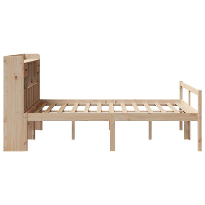 Bookcase Bed without Mattress 140x190 cm Solid Wood Pine