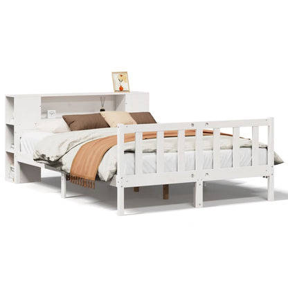 Bookcase Bed without Mattress White 160x200 cm Solid Wood Pine