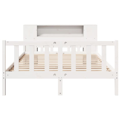 Bookcase Bed without Mattress White 160x200 cm Solid Wood Pine