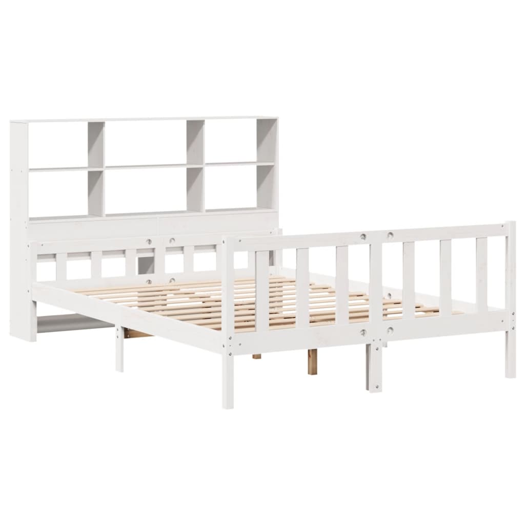 Bookcase Bed without Mattress White 160x200 cm Solid Wood Pine