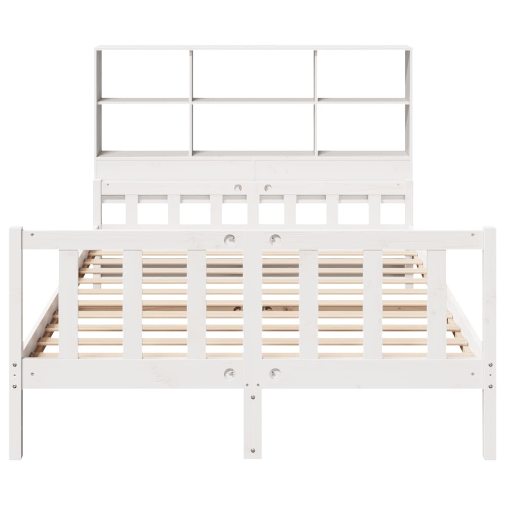 Bookcase Bed without Mattress White 160x200 cm Solid Wood Pine