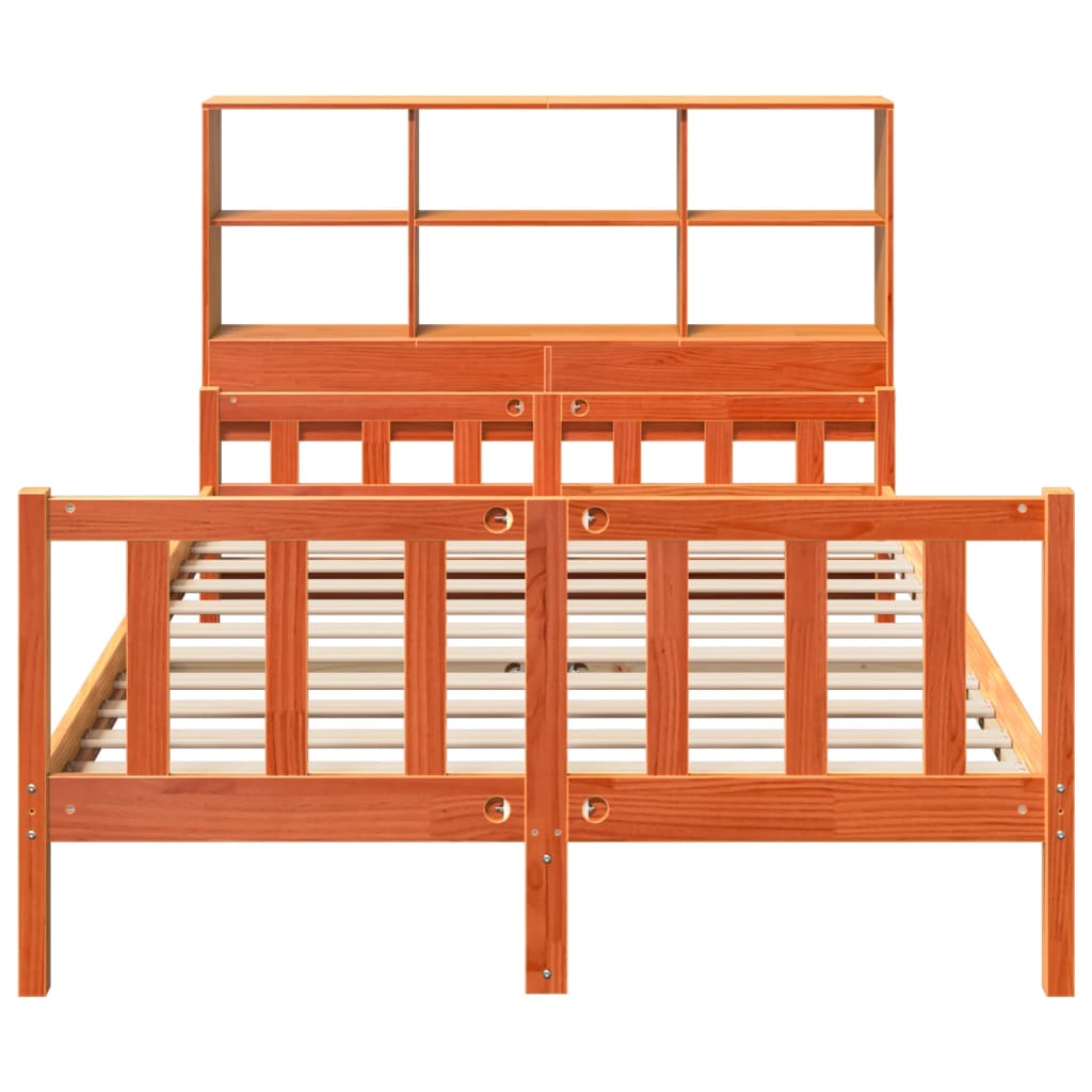 Bookcase Bed without Mattress Wax Brown 150x200 cm King Solid Wood