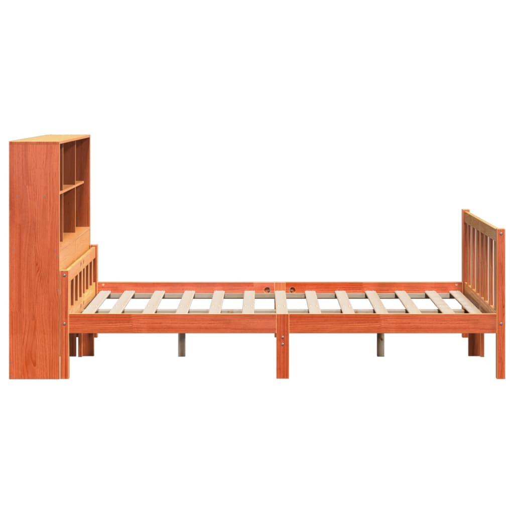 Bookcase Bed without Mattress Wax Brown 150x200 cm King Solid Wood