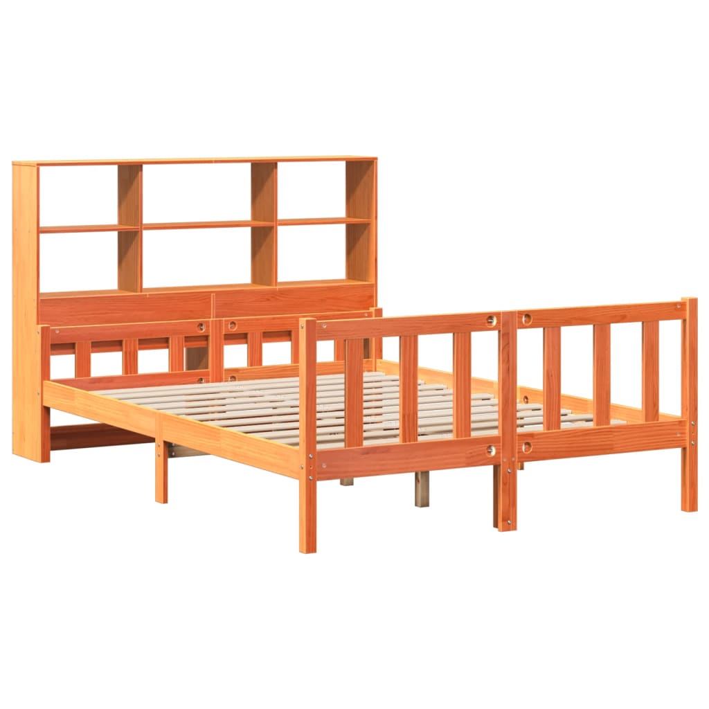 Bookcase Bed without Mattress Wax Brown 160x200 cm Solid Wood