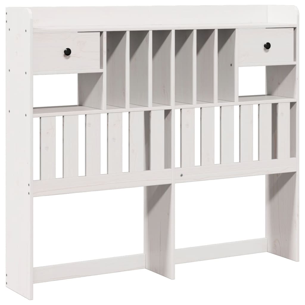 Bookcase Bed without Mattress White 150x200 cm King Size Solid Wood Pine