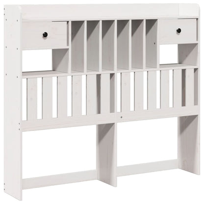 Bookcase Bed without Mattress White 150x200 cm King Size Solid Wood Pine