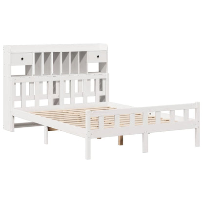 Bookcase Bed without Mattress White 160x200 cm Solid Wood Pine