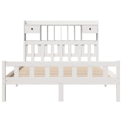 Bookcase Bed without Mattress White 160x200 cm Solid Wood Pine